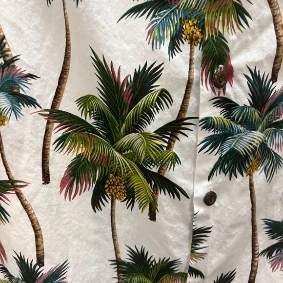 Vintage Blue Hawaii Hawaiian Islands Palm Tree White Hawaiian Shirt Mens Small - Picture 2 of 4